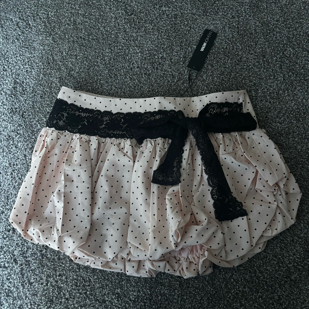 Fashion Nova Pink Polka Dot Mini Skirt